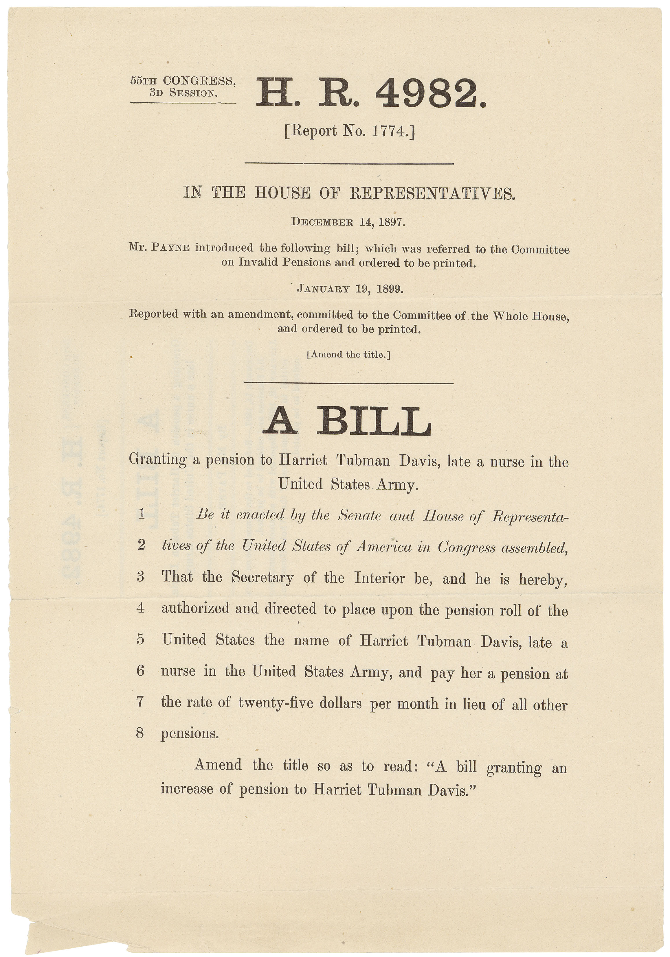 Congress and Harriet Tubman’s Claim for a Pension Education Updates