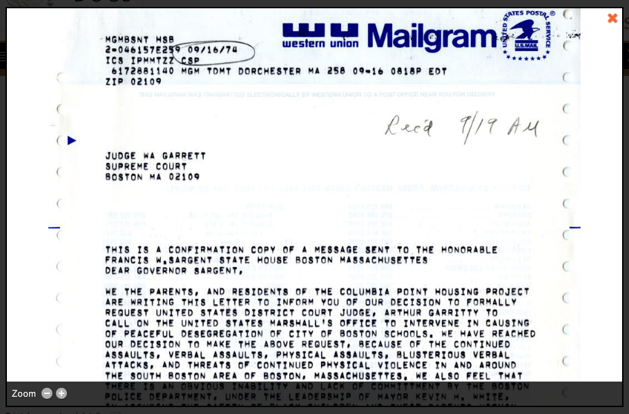 Western Union Mailgram Document