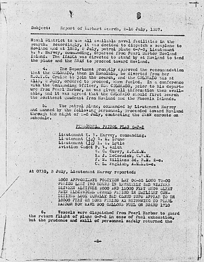 U. S. Navy Report of the Search for Amelia Earhart. Archives Identifier 305240