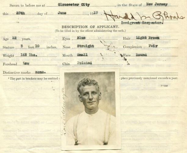 Portion of Application to Enter the United States with Photograph