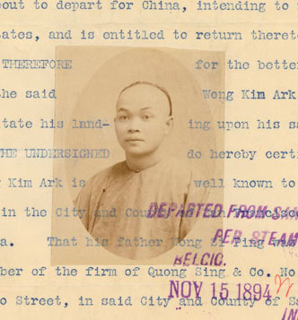 Image of Wong Kim Ark who was denied reentry to the United States upon his return from an 1894 visit to China