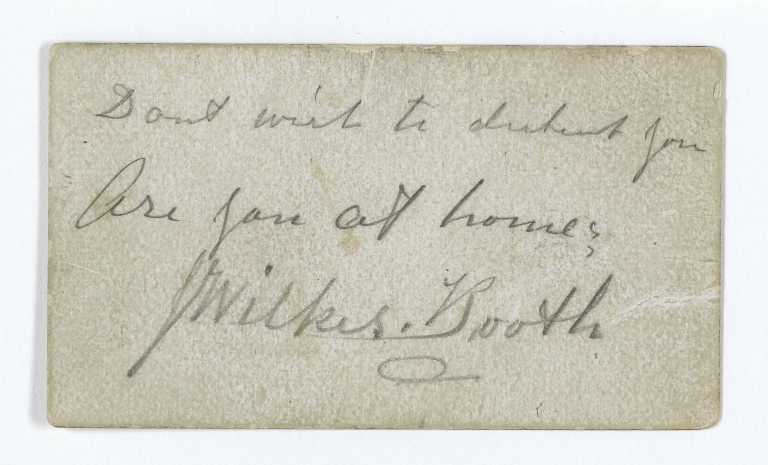 Calling Card of John Wilkes Booth