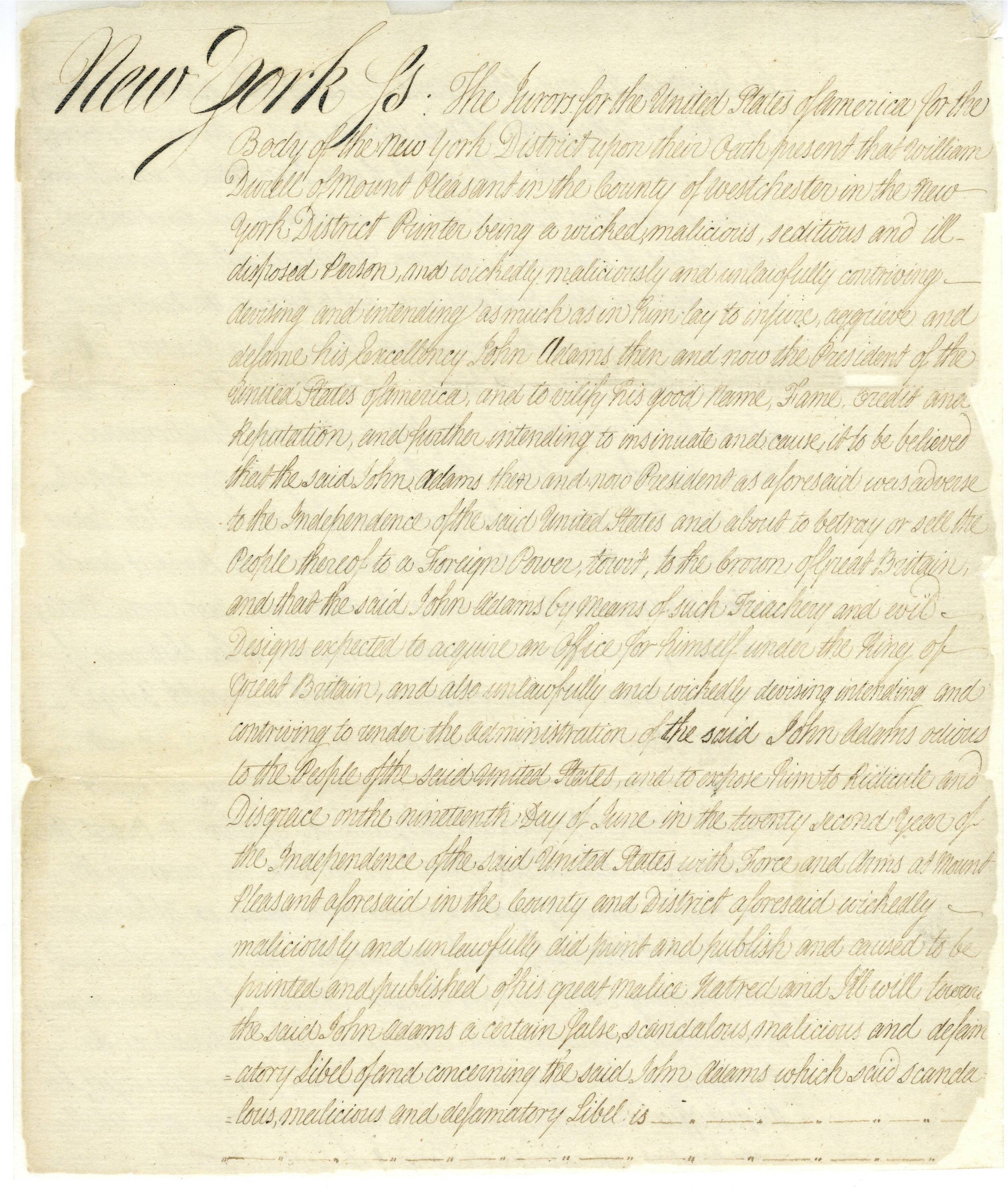 Indictment of William Durell, United States vs. William Durell