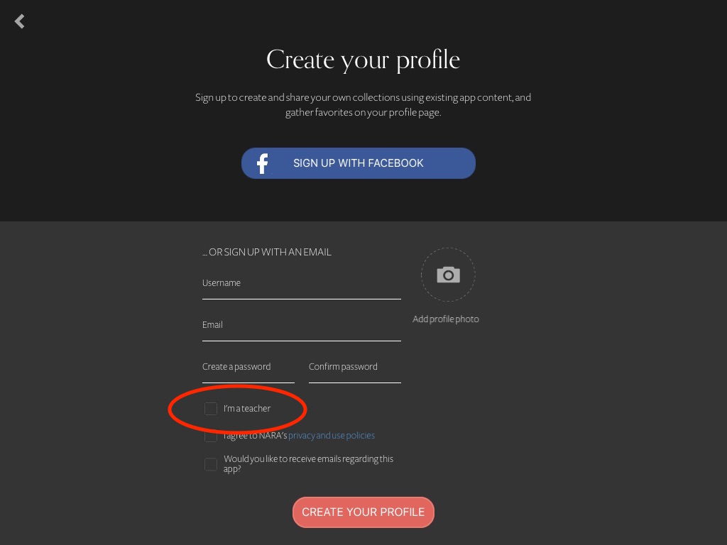Creating a profile
