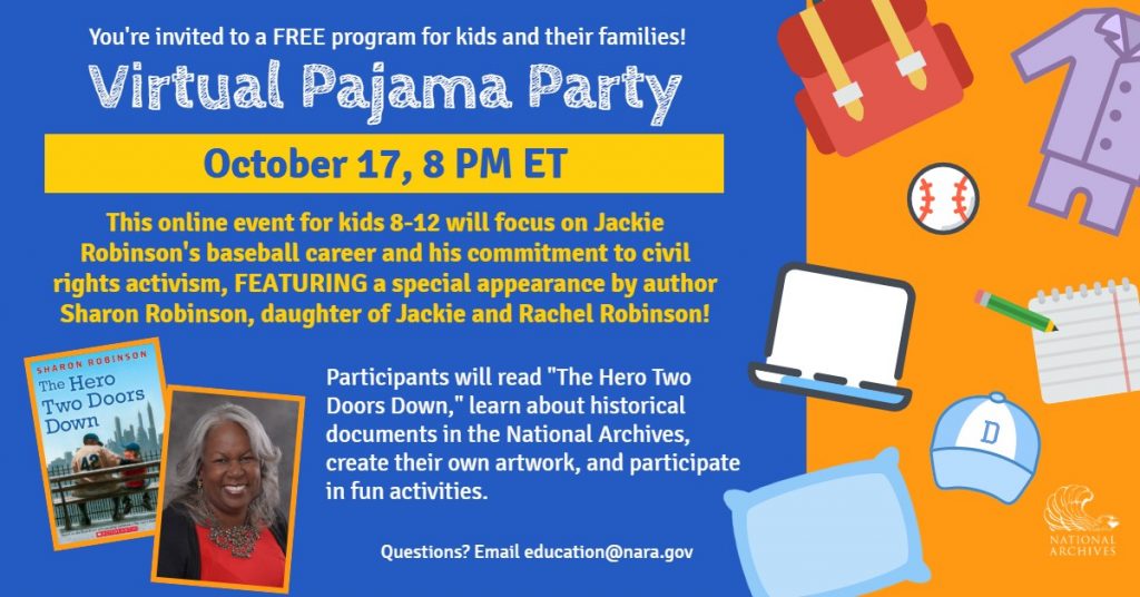 You're invited to a free program for kids and their families! Virtual Pajama Party October 17, 8 pm ET