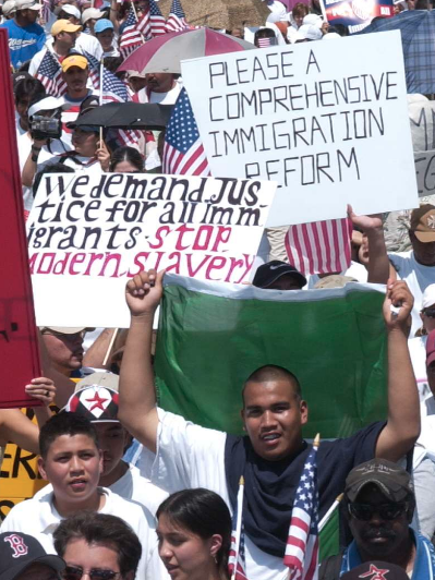 Marchers holding signs